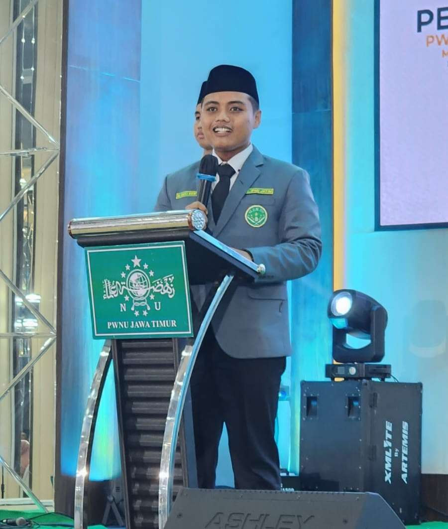 Ketua IPNU Jatim Muhammad Rafli Rifki Reza.(Foto: adi/ngopibareng.id) 