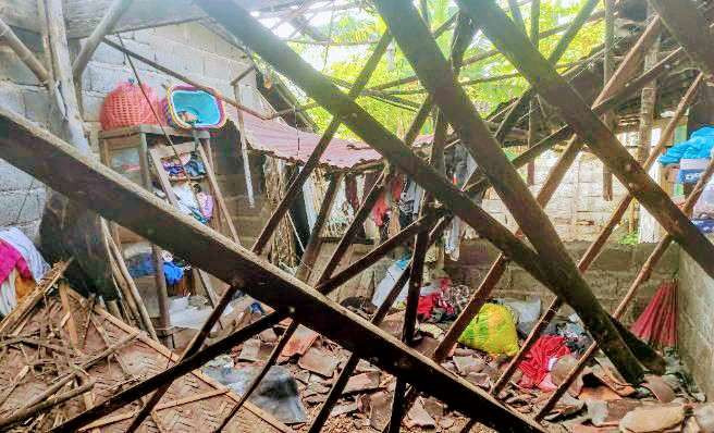 Kayu bangunan lapuk, rumah warga di  Talkandang Situbondo ambruk.(Foto: BPBD Situbondo)