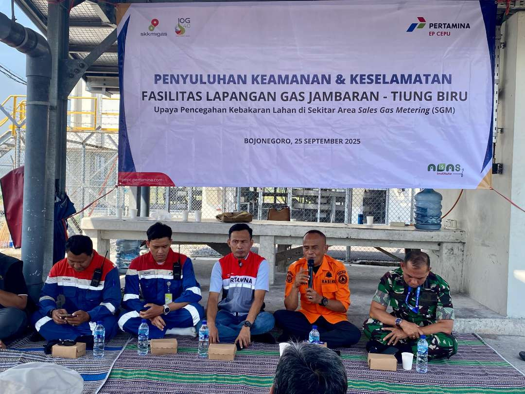 PT Pertamina EP Cepu (PEPC) Zona 12 kolaborasi dengan petani serta Badan Penanggulangan Bencana Daerah (BPBD) Bojonegoro, PEPC menggelar Sosialisasi Keamanan & Keselamatan Fasilitas Industri Hulu Migas sebagai langkah pencegahan kebakaran lahan.(Foto: dok. Pepc)