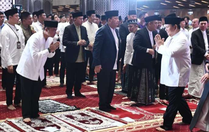 Presiden Prabowo Subianto tiba di Masjid Raya Istiqlal Jakarta (Foto; Setpres )