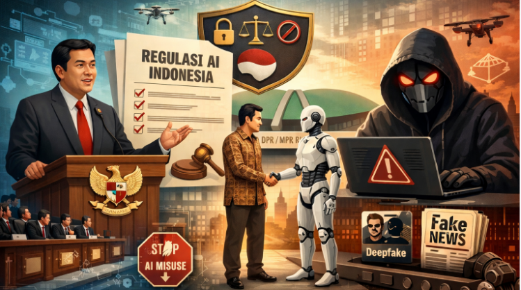 Dewan Perwakilan Rakyat mendorong adanya regulasi kecerdasan buatan atau AI.(Ilustrasi: by AI)