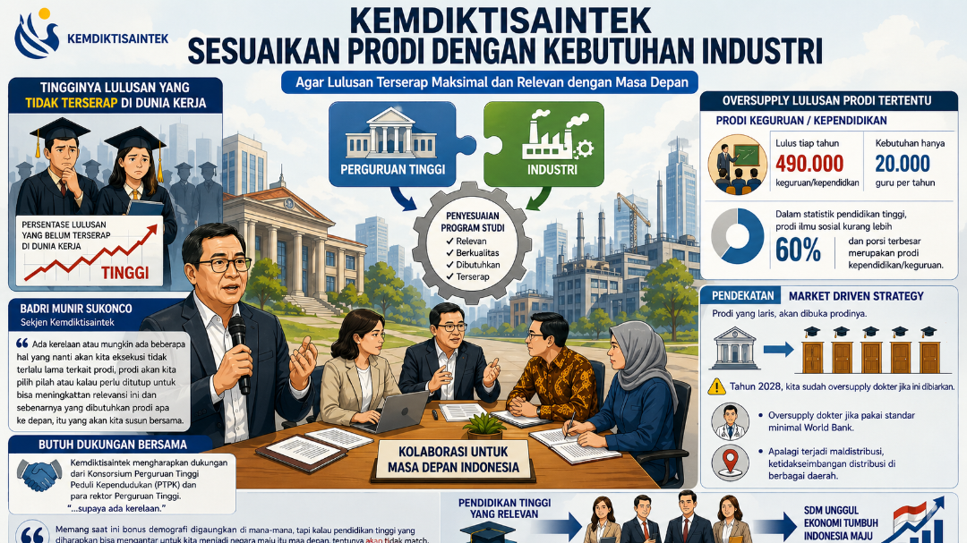 Lulusan membludak tetapi tidak terserap, Kemdiktisaintek berencana menutup Program Studi yang tak  sesuai kebutuhan industri. (Foto: Istimewa)