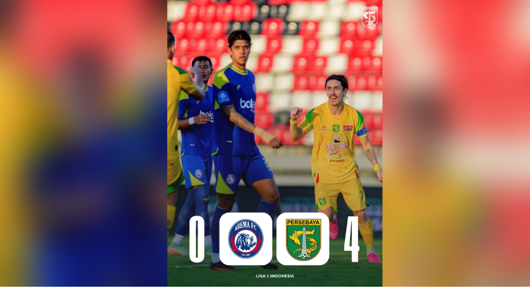 Persebaya menang 4-0 atas Arema FC di Derby Jatim, 24 April 2026. Bajol Ijo dominan sejak awal hingga akhir laga. (Foto: Instagram)