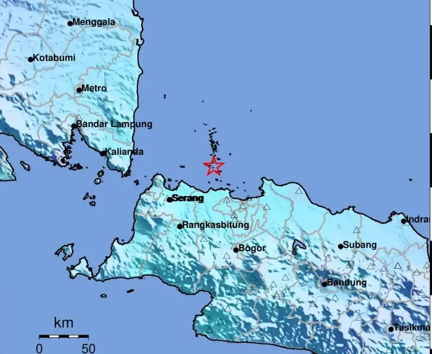 Gempa bumi dengan magnitudo 5,9 terjadi di Kepulauan Seribu DKi Jakarta, pada Sabtu 12 September 2026. (Sumber: bmkg)